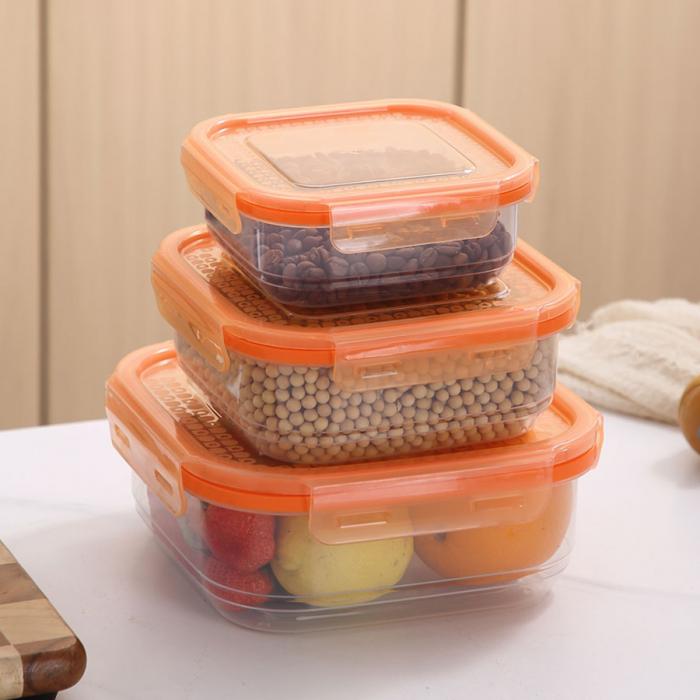 鮮凈無縫密封保鮮盒(方形3件套600ml+1100ml